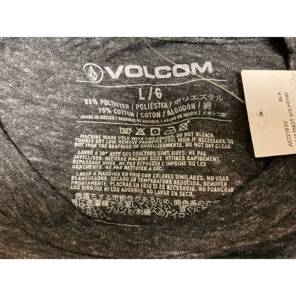 Volcom Short Sleeve T-Shirt Large Heather Black Large Front Logo Graphic NWT - Picture 5 of 5
